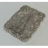 A rare Victorian silver castle top card case attra