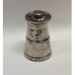 A tapering silver milk churn shaped pepper grinder