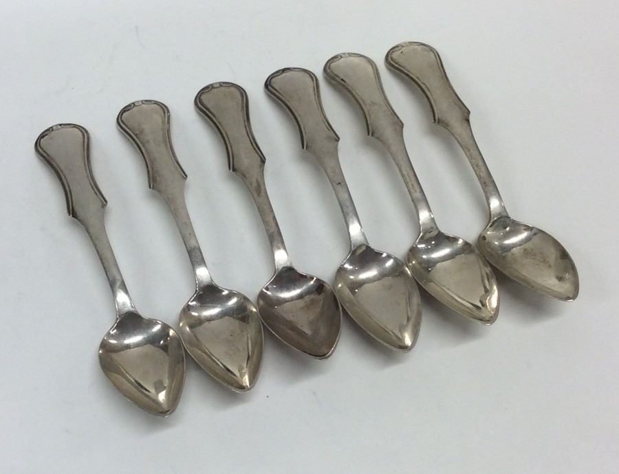 A set of six Dutch silver spoons with shaped edges