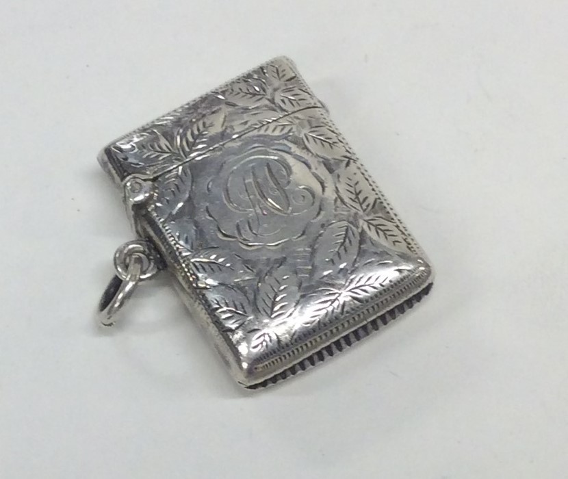 An Edwardian engraved silver vesta case with hinge - Image 2 of 2