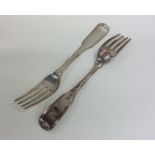 A good pair of Irish fiddle pattern silver table f