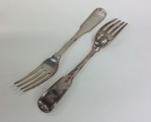 A good pair of Irish fiddle pattern silver table f