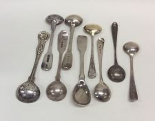 A pair of fiddle pattern silver salt spoons togeth
