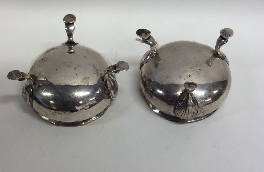 A pair of Georgian silver salts on cabriole legs. - Image 2 of 2