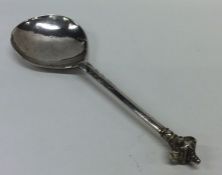 An unusual Norwegian silver spoon engraved with fl