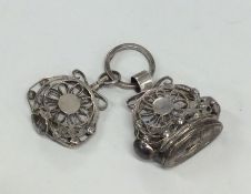 A Continental silver filigree seal. Approx. 12.5 g