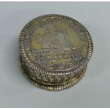 A heavy silver and silver gilt counter box with ga