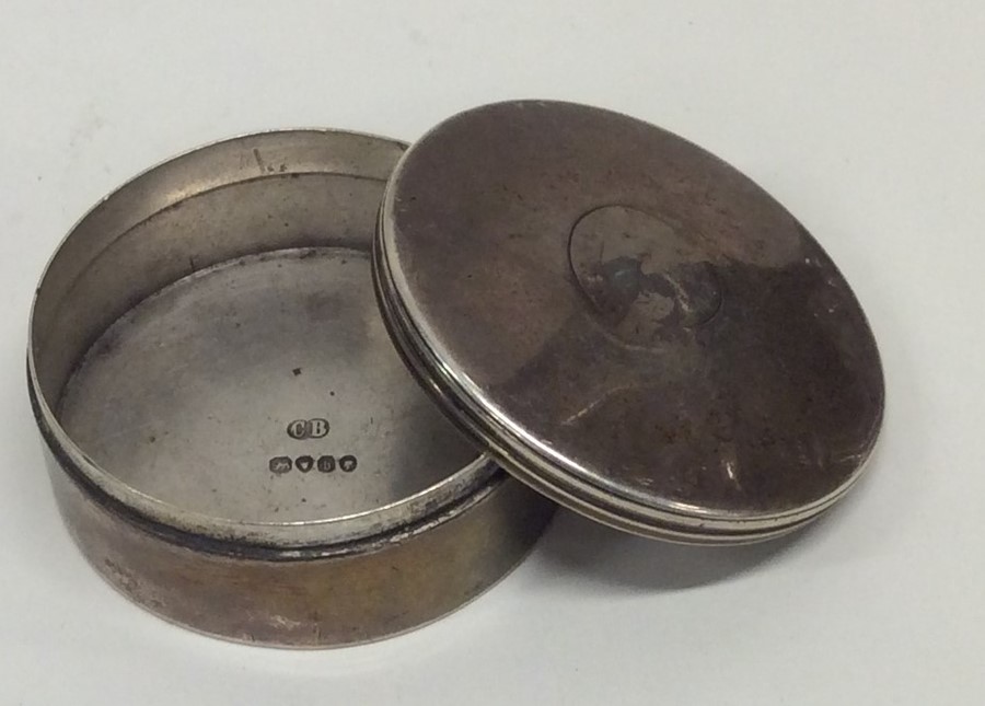 A circular silver pill box with hinged cover. Lond - Image 2 of 2