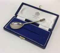 A good quality boxed silver anointing spoon. Londo