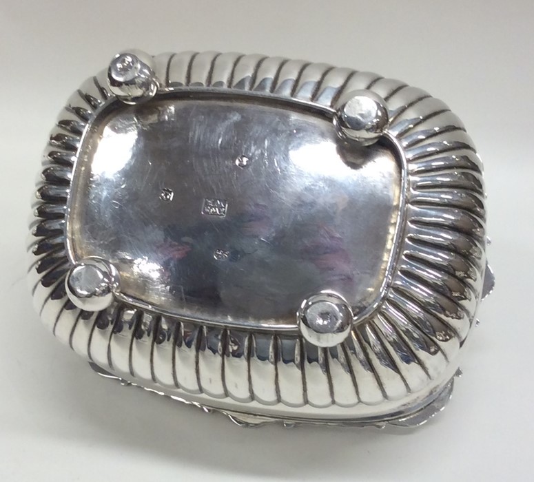 A Georgian silver half fluted tea caddy on ball fe - Image 3 of 3