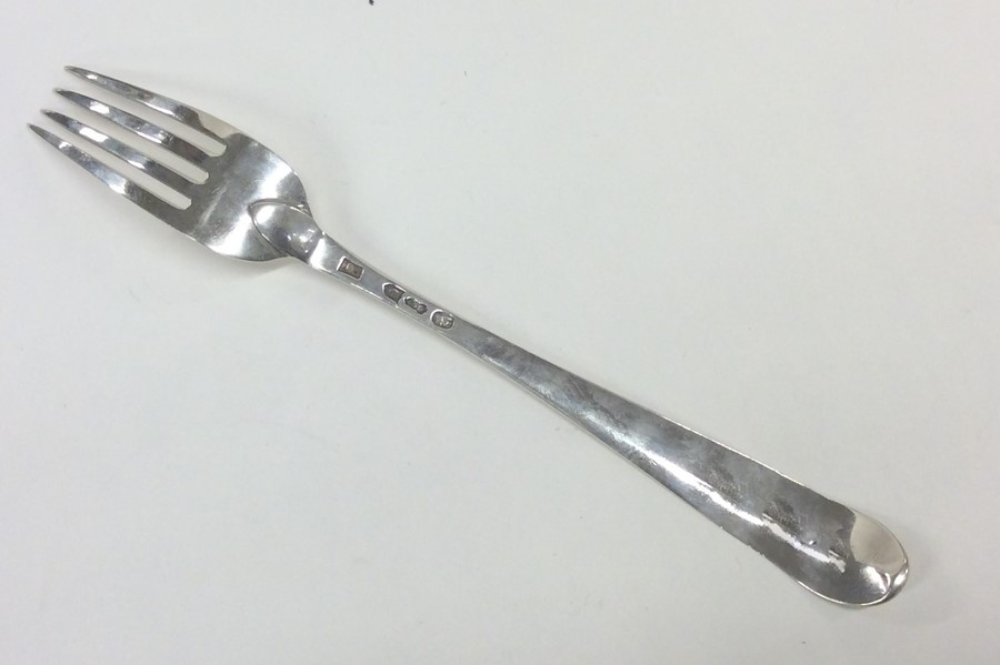 DUBLIN: An Irish Georgian silver bright cut fork. - Image 2 of 2