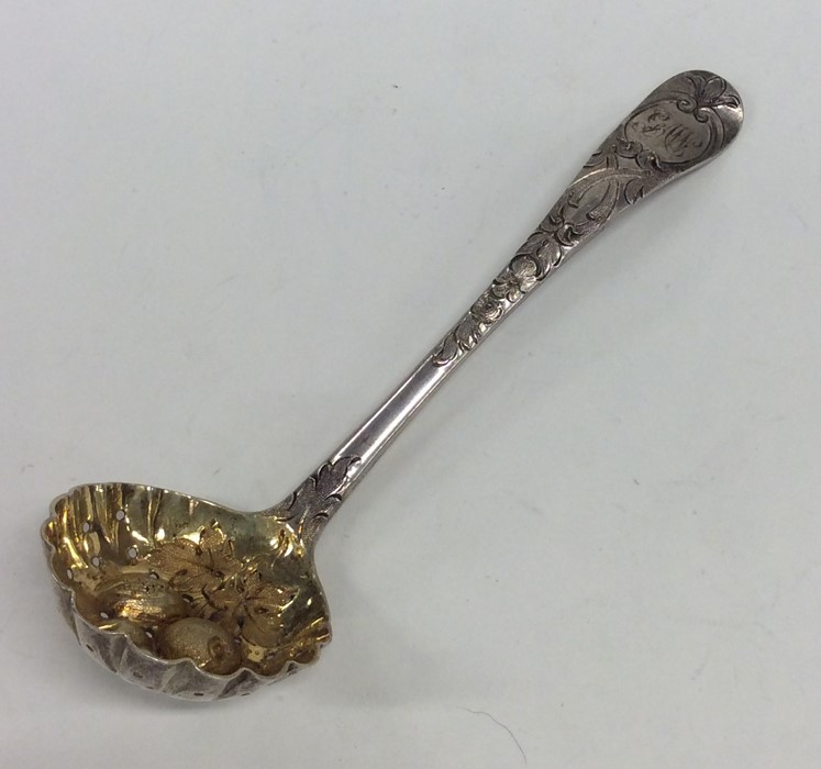 A good Georgian silver berry sugar ladle decorated - Image 2 of 2