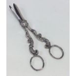 A pair of Victorian silver plated grape scissors w