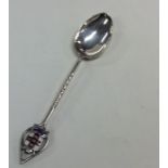 A silver souvenir spoon from 'York' with enamelled