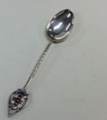 A silver souvenir spoon from 'York' with enamelled