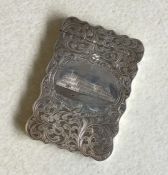 A rare silver card case decorated with flowers and