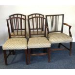 A set of five Georgian bow back chairs with tapest