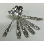 A good set of heavy French silver spoons embossed