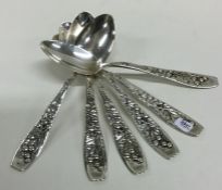 A good set of heavy French silver spoons embossed