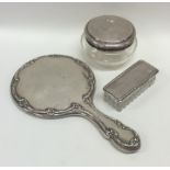 A silver hobnail cut dressing table jar together w