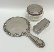 A silver hobnail cut dressing table jar together w