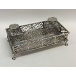 A good Georgian silver bachelor's inkstand with pi