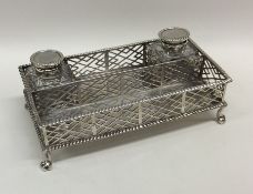 A good Georgian silver bachelor's inkstand with pi