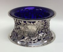 A massive Irish silver dish ring with crested side