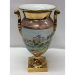 A flamboyant vase decorated in gold on square base