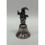 A heavy Continental silver table bell mounted with