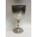 An Indian / Kashmir engraved silver goblet with ba