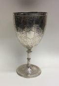 An Indian / Kashmir engraved silver goblet with ba