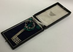 A Victorian cased silver presentation key. London.