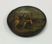 An Antique lacquered miniature depicting warriors.