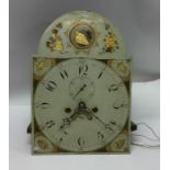 A painted eight day grandfather clock face. Est. £