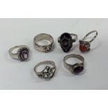 Six silver gem set and other rings. Approx. 31 gra