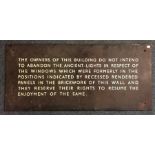 A heavy rectangular bronze and enamel sign. Est. £