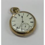 A gent's 18 carat gold pocket watch with white ena