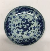 A blue and white Chinese circular shallow bowl dec