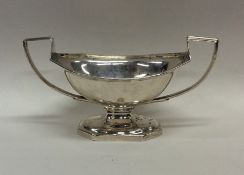 A Georgian silver oval salt with reeded border. Lo