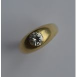 A good diamond single stone gypsy set ring in 18 c