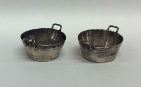 A pair of Victorian silver salts in the form of pa