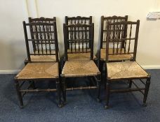 Six Georgian style chairs with stretcher bases. Es