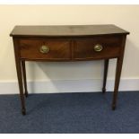 A mahogany bow front two drawer sideboard. Est. £3