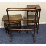 A mahogany towel rail together with a pot cupboard