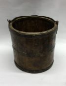 An old wooden peat bucket with iron mounts. Est. £