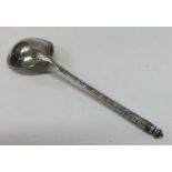 A rare Russian silver ice cream spoon with Niello
