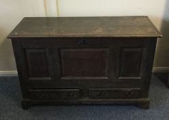 A 19th Century oak two drawer mule chest. Est. £50