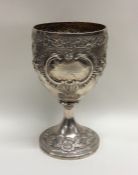 A Scottish silver Georgian goblet profusely decora