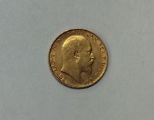 A 1907 half sovereign. Est. £100 - £150.